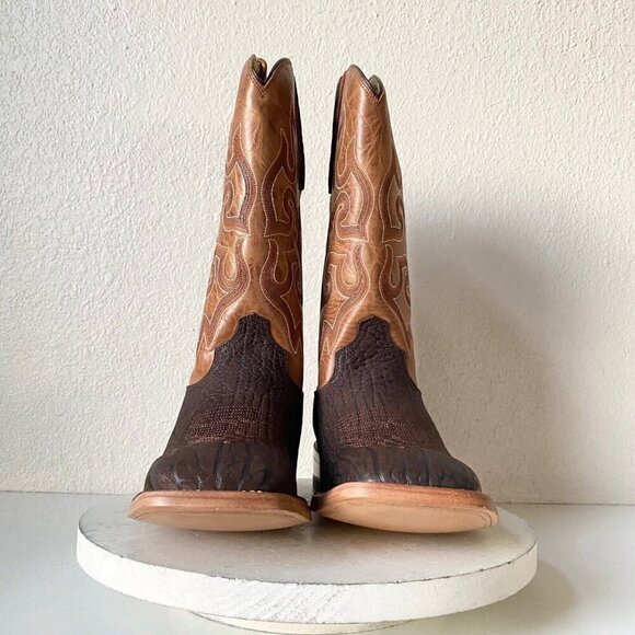 NEW Capitan ENID Mens Cowboy Boots 10 D Western Square Toe Brown Leather Soles - Picture 5 of 9